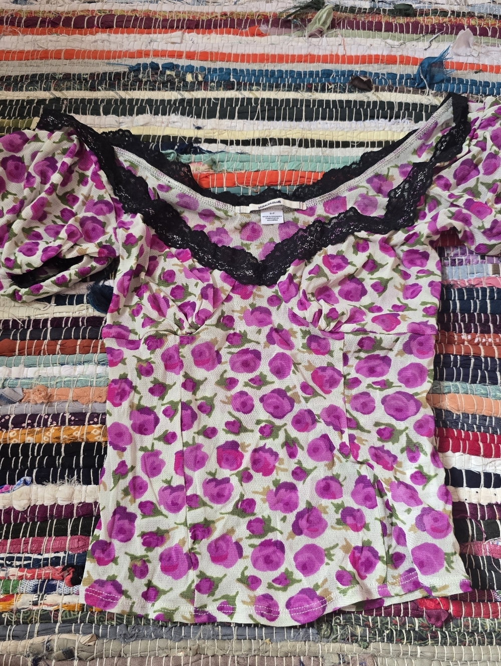Y2k Top Purple Pink Lavender Floral Vintage Style Urban Outfitters Kimchi Blue